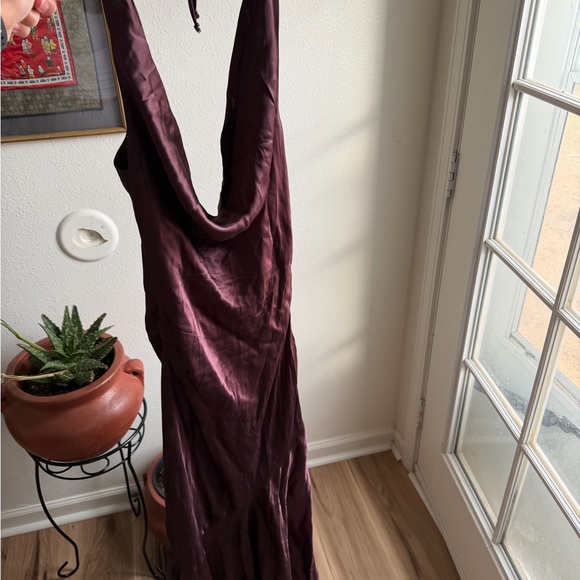 Meshki Deep Brown Satin Maxi Dress - Picture 6 of 12